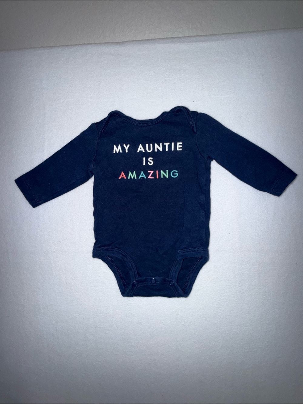Carter’s Navy Long-Sleeve Onesie - "My Auntie Is Amazing" Size 3 mth GUC